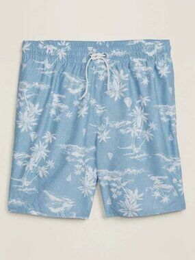 NWT Old Navy Scenic Palm Tree Sailboat Swim Trunks Board Shorts 8" Men Medium